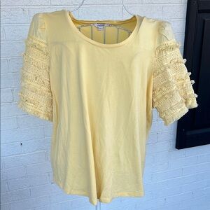 Chico's Yellow Ruffled Short Sleeve Blouse